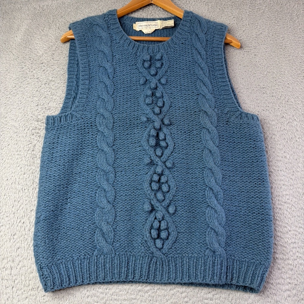 VTG Eagle's Eye Sweater Vest Womens Large Knit 100% Shetland Wool Eagle's Eye